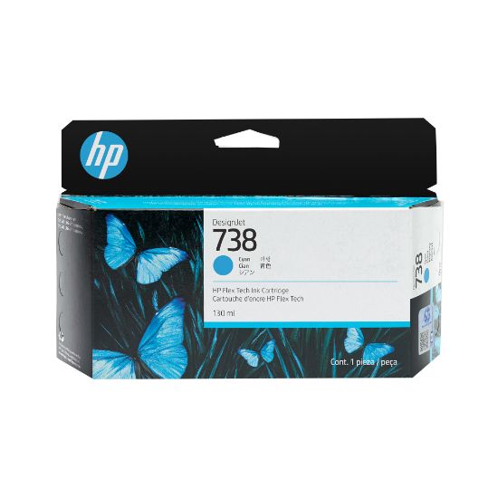 Image de HP Cartouche d’encre DesignJet 738, cyan, 130 ml (498N5A)