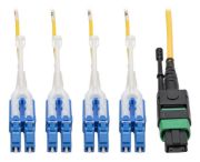 Image de Eaton Tripp Lite series MTP/MPO (APC) to 4xLC (UPC) Singlemode Breakout Patch Cable, 40/100 GbE, QSFP+ 40GBASE-PLR4, Plenum, Yellow, 1 m (3.3 ft.) Câble de fibre optique ... (N390-01M-8LC-AP)