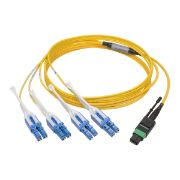 Image de Eaton Tripp Lite series MTP/MPO (APC) to 4xLC (UPC) Singlemode Breakout Patch Cable, 40/100 GbE, QSFP+ 40GBASE-PLR4, Plenum, Yellow, 1 m (3.3 ft.) Câble de fibre optique ... (N390-01M-8LC-AP)