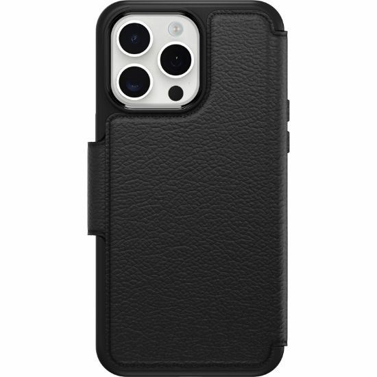 Image de OtterBox Strada Series Folio MagSafe pour iPhone 15 Pro Max, Shadow - produits livrés sans emballage - Noir (77-93814)