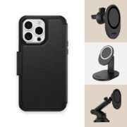 Image de OtterBox Strada Series Folio MagSafe pour iPhone 15 Pro Max, Shadow - produits livrés sans emballage - Noir (77-93814)