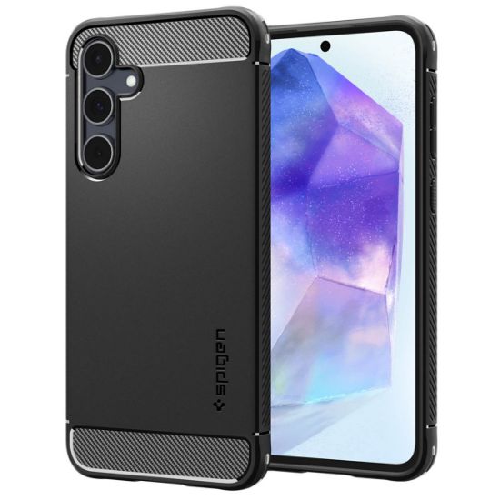 Image de Spigen Rugged Armor Backcover Samsung Galaxy A55 - Matte Black - Noir (ACS07500)