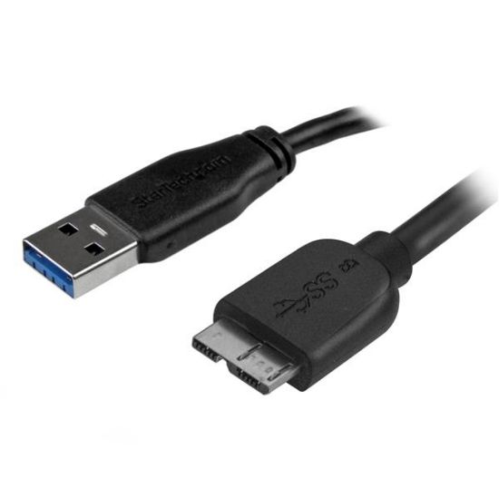 Image de StarTech.com Câble SuperSpeed USB 3.0 slim A vers Micro B de 0,5 m - Mâle / Mâle - Noir (USB3AUB50CMS)