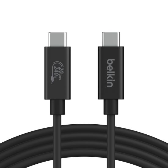 Image de Belkin USB4, 240W, 20Gbps, 4K 60Hz, 6.6ft/2m, USB-IF certified, fire-resistant, black Câble USB - Noir (INZ004BT2MBK)