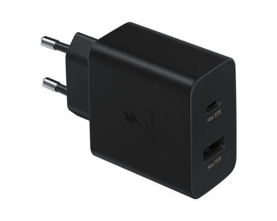 Image de Samsung chargeur d'appareils mobiles Casques, Casque, Ordinateur portable, Smartphone, Smartwatch, Tablette Noir Secteur Intérieure (EP-TA220NBEGEU)