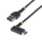 Image de StarTech.com Câble de Charge Rapide USB-A vers USB-C de 30cm, Robuste, Coudé à Droite, Charge et Synchronisation, 3A, USB 2.0, Gaine TPE et Fibre d'Aramide - Cordon d ... (R2ACR-30C-USB-CABLE)