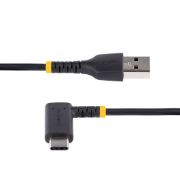 Image de StarTech.com Câble de Charge Rapide USB-A vers USB-C de 30cm, Robuste, Coudé à Droite, Charge et Synchronisation, 3A, USB 2.0, Gaine TPE et Fibre d'Aramide - Cordon d ... (R2ACR-30C-USB-CABLE)