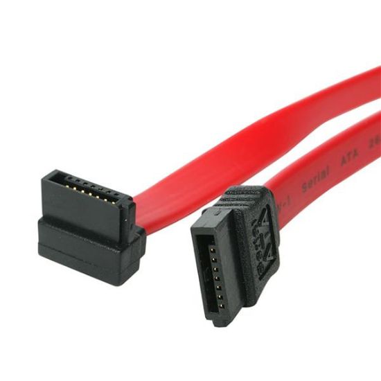 Image de StarTech.com Câble SATA Serial ATA - 46 cm - 18 pouces - Rouge - 1 Connecteur Angle Droit Coudé (SATA18RA1)