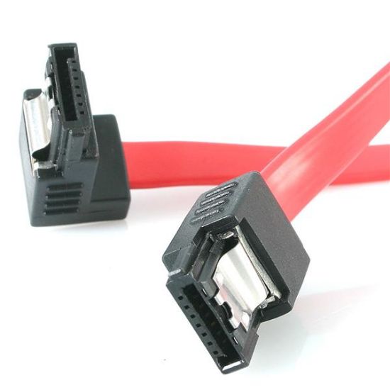 Image de StarTech.com 12" latching sata cable - 1 Right Angle M/M câble SATA 0,3 m Rouge (LSATA12RA1)