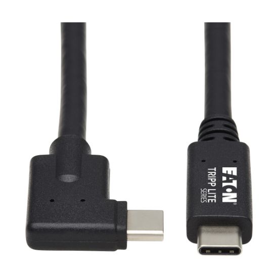 Image de Eaton Tripp Lite USB-C Cable (M/M) - USB 3.2 Gen 2 (10 Gbps), 5A (100W) Rating, Thunderbolt 3 Compatible, Right-Angle Plug, 1 m (3.3 ft.) Câble USB - Noir (U420-01M-G25ARA)