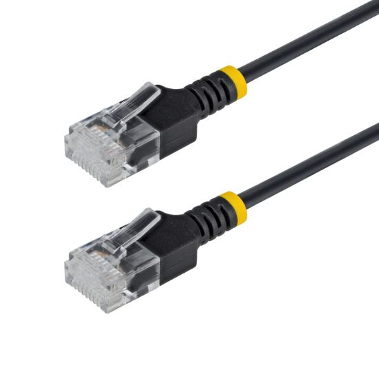 Image de StarTech.com Câble Ethernet CAT6a Ultrafin Noir de 1m, Sans Accroc, FTP, Fil de Cuivre Nu Pur, Cordon Patch Réseau RJ45 fin 34AWG, Testé par Fluke Channel (N6APATUTP34BKS1M)
