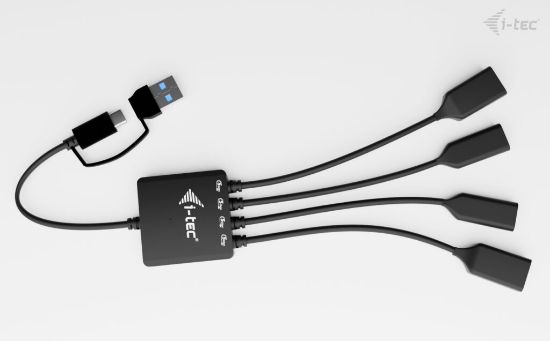 Image de i-tec USB-C/USB-A Cable HUB 4 port (2x USB-C, 2x USB-A) USB 3.2 Gen 1 (3.1 Gen 1) Type-A + Type-C 5000 Mbit/s Noir (CACBLHUB2A2C)