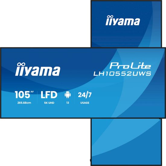 Image de iiyama Écran d'affichage dynamique En forme de kiosk 2,66 m (104.6") Wifi 500 cd/m² UltraWide 5K HD Intégré dans le processeur Android 24/7 (LH10552UWS-B1AG)
