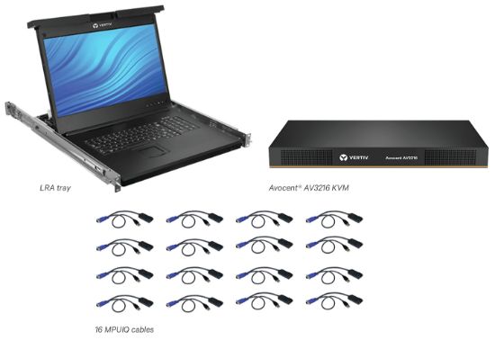 Image de Vertiv Avocent 16 Ordinateur(s) - 47 cm (18,5") LED - UXGA - 1600 x 1200 - 16:9Port PS / 2USBVGA - Clavier - Pavé tactile - 120 V AC, 230 V AC Input Voltage - 1U Haut - ... (LRA185KMM16D-001)
