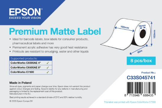 Image de Epson Premium Matte Label - Continuous Roll: 102mm x 60m (C33S045741)