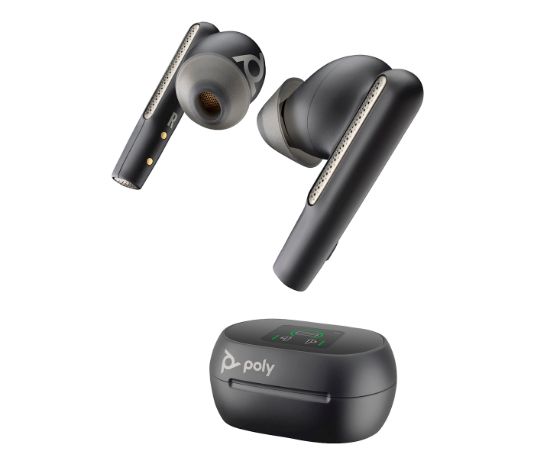 Image de HP Poly Écouteurs noir charbon Poly Voyager Free 60+ UC M + adaptateur USB-C BT700 + étui de charge avec écran tactile (7Y8H0AA)