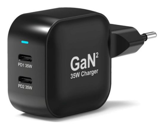 Image de Port Designs GaN² PD, 35W, Wall Charger with 2M USB-C cable, black Chargeur - Noir (902035PEU)