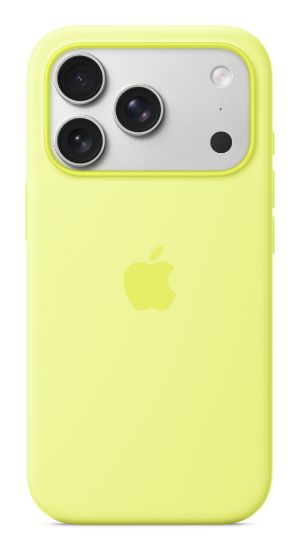 Image de Apple Coque en silicone avec MagSafe pour iPhone 17 Pro – Jaune fluo (MGFF4ZM/A)