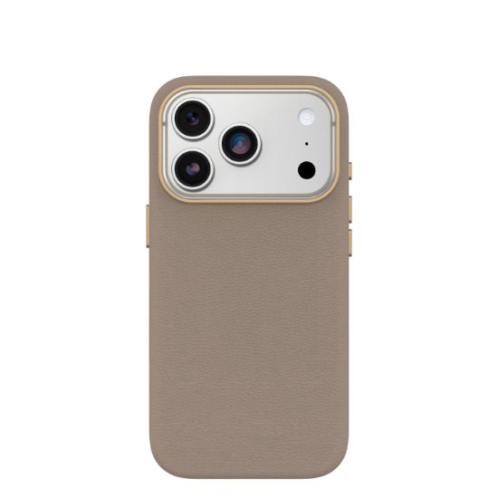 Image de OtterBox Symmetry Cactus Leather Series pour Apple iPhone 17 Pro, Cottonwood Glen - Gris clair (77-99057)