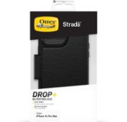 Image de OtterBox Strada Coque pour iPhone 14 Pro Max, Antichoc, anti-chute, cuir de qualité, 2 porte-cartes, supporte 3 x plus de chutes que la norme militaire, Noir (77-88573)