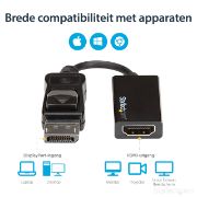 Image de StarTech.com Adaptateur DisplayPort vers HDMI - M/F - Ultra HD 4K 60 Hz - Noir (DP2HD4K60S)