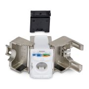 Image de StarTech.com Jack Keystone Cat6a Blindé, Lot de 10 Prises Ethernet RJ45 Keystone, Prise Murale STP Cat6a, 180 Degrés Sans Outil (C6AKEYTLSTP18010PK)