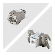 Image de StarTech.com Jack Keystone Cat6a Blindé, Lot de 10 Prises Ethernet RJ45 Keystone, Prise Murale STP Cat6a, 180 Degrés Sans Outil (C6AKEYTLSTP18010PK)