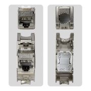 Image de StarTech.com Jack Keystone Cat8, Lot de 6 Prises Ethernet RJ45 Keystone, Prise Murale STP Cat8, 180 Degrés Sans Outil (C8KEYSTP1806PK)