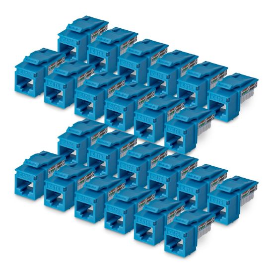 Image de StarTech.com Jack Keystone Cat6, Lot de 24 Prises Ethernet RJ45 Keystone, Prise Murale UTP Cat6, Connecteur à 90 Degrés 110 Punch Down, Bleu (C6KEY110BL24PK)