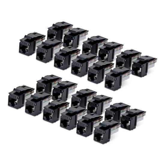 Image de StarTech.com Jack Keystone Cat6, Lot de 24 Prises Ethernet RJ45 Keystone, Prise Murale UTP Cat6, Connecteur à 90 Degrés 110 Punch Down, Noir (C6KEY110BK24PK)