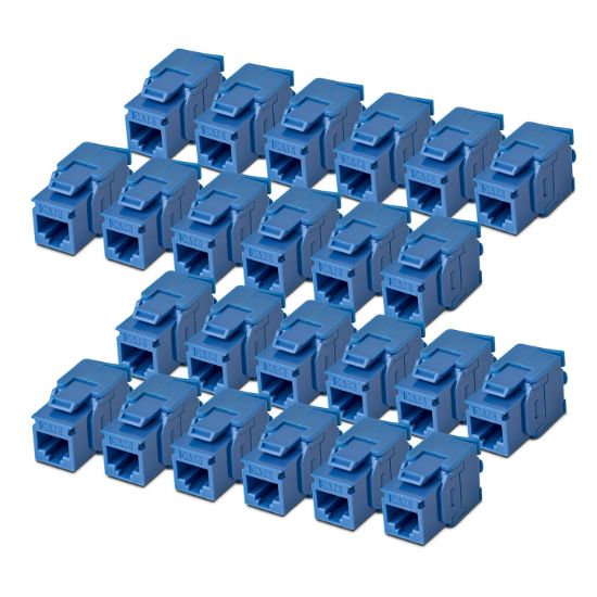 Image de StarTech.com Jack Keystone Cat6, Lot de 24 Prises Ethernet RJ45 Keystone, Prise Murale UTP Cat6, 180 Degrés Sans Outil, Bleu (C6KEYTL180BL24PK)