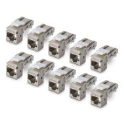 Image de StarTech.com Jack Keystone Cat6a Blindé, Lot de 10 Prises Ethernet RJ45 Keystone, Prise Murale STP Cat6a, 90 Degrés Sans Outil (C6AKEYTLSTP9010PK)