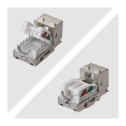 Image de StarTech.com Jack Keystone Cat6a Blindé, Lot de 10 Prises Ethernet RJ45 Keystone, Prise Murale STP Cat6a, 90 Degrés Sans Outil (C6AKEYTLSTP9010PK)