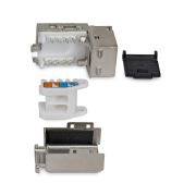 Image de StarTech.com Jack Keystone Cat6a Blindé, Lot de 10 Prises Ethernet RJ45 Keystone, Prise Murale STP Cat6a, 90 Degrés Sans Outil (C6AKEYTLSTP9010PK)