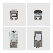 Image de StarTech.com Jack Keystone Cat6a Blindé, Lot de 10 Prises Ethernet RJ45 Keystone, Prise Murale STP Cat6a, 90 Degrés Sans Outil (C6AKEYTLSTP9010PK)