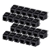 Image de StarTech.com Jack Keystone Cat6, Lot de 24 Prises Ethernet RJ45 Keystone, Prise Murale UTP Cat6, Connecteur à 180 Degrés 110 Punch Down, Noir (C6KEY110180BK24PK)