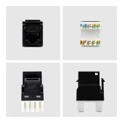 Image de StarTech.com Jack Keystone Cat6, Lot de 24 Prises Ethernet RJ45 Keystone, Prise Murale UTP Cat6, Connecteur à 180 Degrés 110 Punch Down, Noir (C6KEY110180BK24PK)
