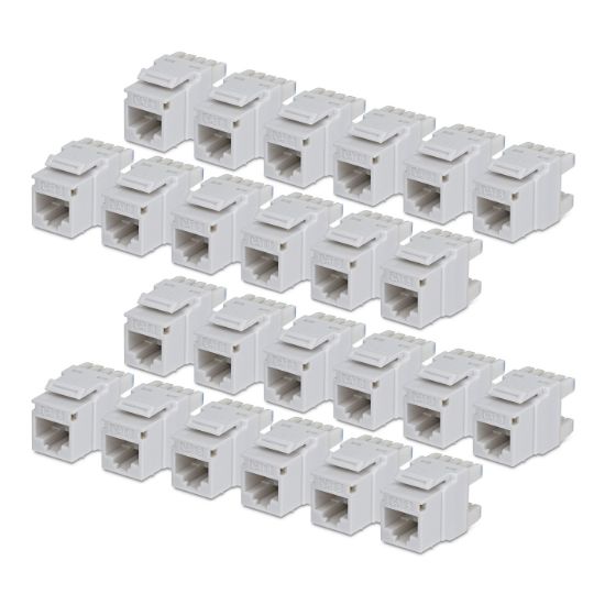 Image de StarTech.com Jack Keystone Cat6, Lot de 24 Prises Ethernet RJ45 Keystone, Prise Murale UTP Cat6, Connecteur à 180 Degrés 110 Punch Down, Blanc (C6KEY110180WH24PK)