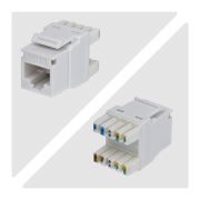 Image de StarTech.com Jack Keystone Cat6, Lot de 24 Prises Ethernet RJ45 Keystone, Prise Murale UTP Cat6, Connecteur à 180 Degrés 110 Punch Down, Blanc (C6KEY110180WH24PK)