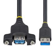 Image de StarTech.com Câble USB de 2m pour Montage sur Panneau, Type A vers A, M/F, Rallonge USB-A Mâle vers Femelle, Câble Adaptateur USB 5 Gbps pour Montage sur Panneau (USBPNLAFAM2M)