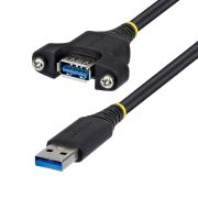 Image de StarTech.com Câble USB de 2m pour Montage sur Panneau, Type A vers A, M/F, Rallonge USB-A Mâle vers Femelle, Câble Adaptateur USB 5 Gbps pour Montage sur Panneau (USBPNLAFAM2M)