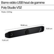 Image de HP Poly Barre de visioconférence USB Poly Studio V52 sans radio ni cordon d’alimentation TAA (A09DBAA)