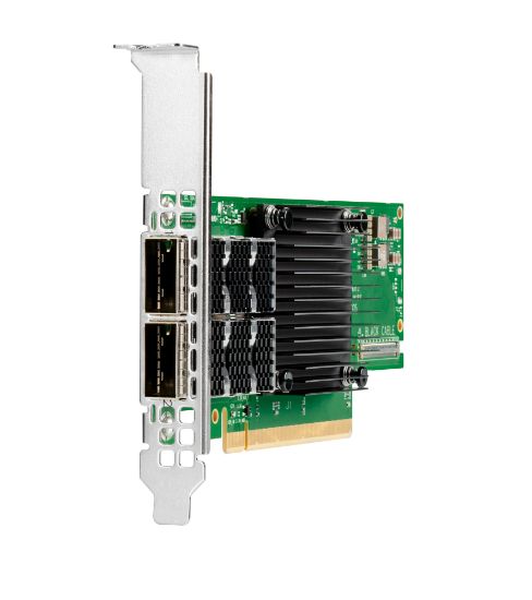 Image de HP E InfiniBand HDR100/Ethernet 100Gb 2-port QSFP56 PCIe4 x16 MCX653106A-ECAT Adapter Carte de réseaux (P23666-B21)