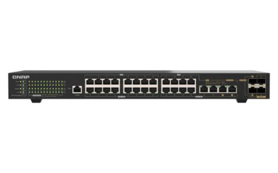Image de QNAP commutateur réseau Géré L2 2.5G Ethernet (100/1000/2500) Connexion Ethernet, supportant l'alimentation via ce port (PoE) 1U Noir (QSW-M2130P-2C2S26T)