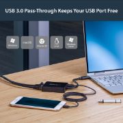 Image de StarTech.com Adaptateur USB 3.0 à Double Port Gigabit Ethernet avec port USB - 10/100/100 - Adaptateur NIC Réseau USB Gigabit LAN (USB32000SPT)