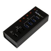 Image de StarTech.com Hub USB 3.0 (5Gbps) Alimenté de 4 ports avec Station de Recharge de 3 ports USB (2 x 1A, 1 x 2A) - Fixation Murale (ST4300U3C3)