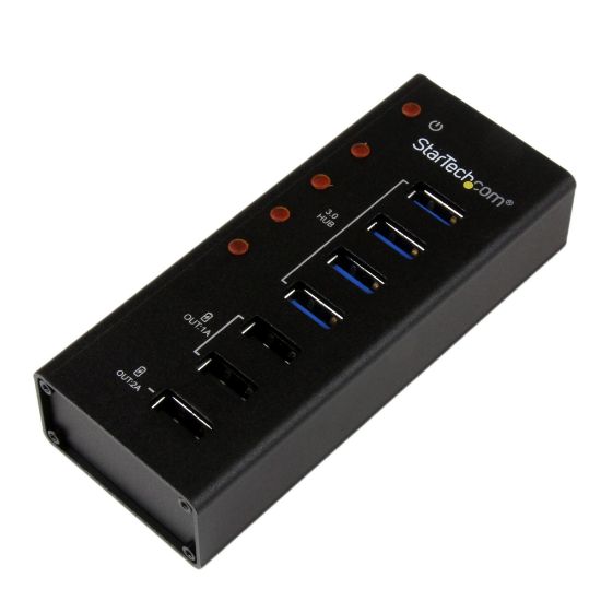 Image de StarTech.com Hub USB 3.0 (5Gbps) Alimenté de 4 ports avec Station de Recharge de 3 ports USB (2 x 1A, 1 x 2A) - Fixation Murale (ST4300U3C3)