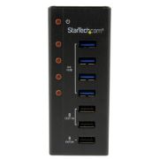 Image de StarTech.com Hub USB 3.0 (5Gbps) Alimenté de 4 ports avec Station de Recharge de 3 ports USB (2 x 1A, 1 x 2A) - Fixation Murale (ST4300U3C3)