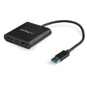 Image de StarTech.com Adaptateur USB 3.0 vers Dual HDMI - 2x1080p / 1x4K 30Hz - Carte Graphique/Vidéo Externe - Adaptateur d'Affichage Double Écran USB Type-A vers HDMI - Uniquement Wind ... (USB32HD2)