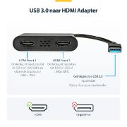 Image de StarTech.com Adaptateur USB 3.0 vers Dual HDMI - 2x1080p / 1x4K 30Hz - Carte Graphique/Vidéo Externe - Adaptateur d'Affichage Double Écran USB Type-A vers HDMI - Uniquement Wind ... (USB32HD2)